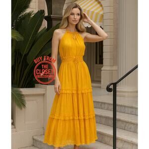 MANGO Yellow Halter Maxi Dress NWT Size 6